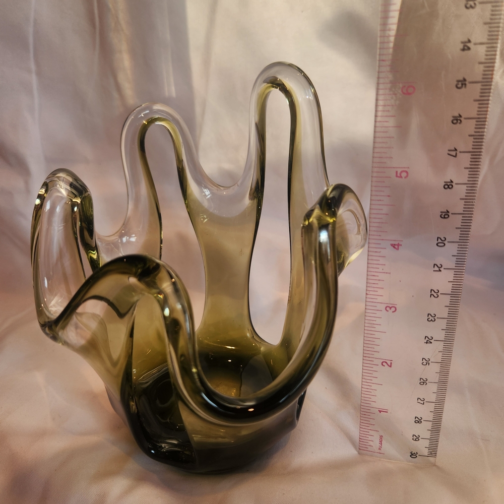 Elegant Glass Vase in Olive Green